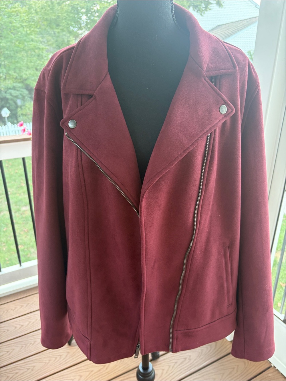 Old Navy Burgundy Suede Moto Jacket